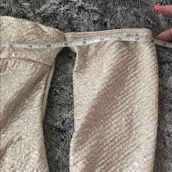 Fashion Nova cream/gold off shoulder sparkle top - Picture 5 of 6